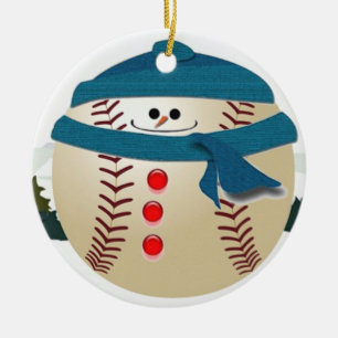 Baseball snowman ornament