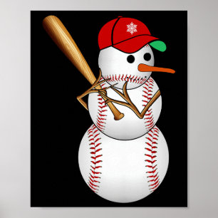 Baseball Snowman Snow Christmas Xmas Gifts Men Wom Poster