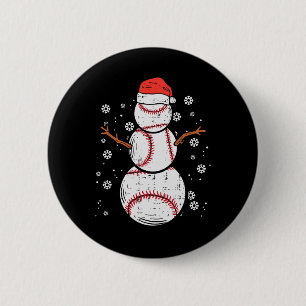 Baseball Snowman Xmas Christmas Sports Boys Men Wo 2 Inch Round Button