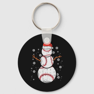 Baseball Snowman Xmas Christmas Sports Boys Men Wo Keychain