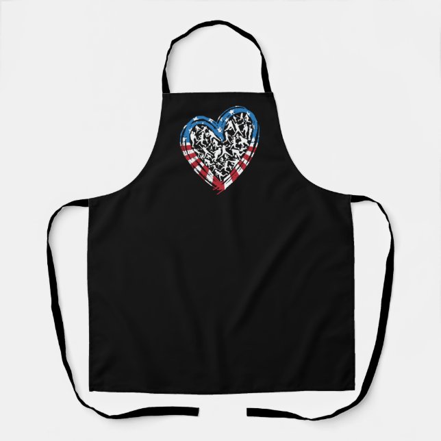 Baseball Softball - American USA Flag Heart Apron (Front)