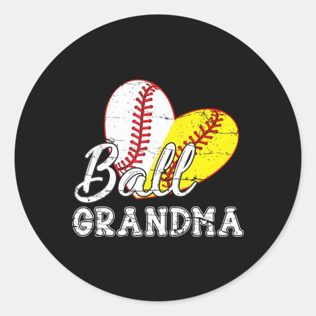 Baseball Softball Ball He Grandma Mother'S Day Classic Round Sticker (Front)