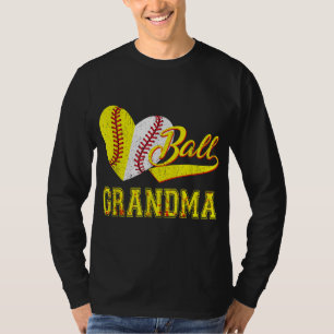Baseball Softball Ball Heart Grandma Mother's Day T-Shirt