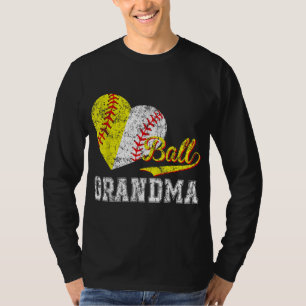 Baseball Softball Ball Heart Grandma Mother's Day T-Shirt