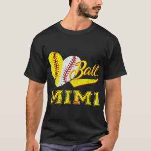 Baseball Softball Ball Heart Mimi Mother's Day Gif T-Shirt