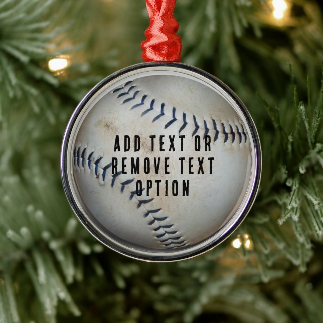 Baseball Softball Christmas Metal Ornament (Tree)