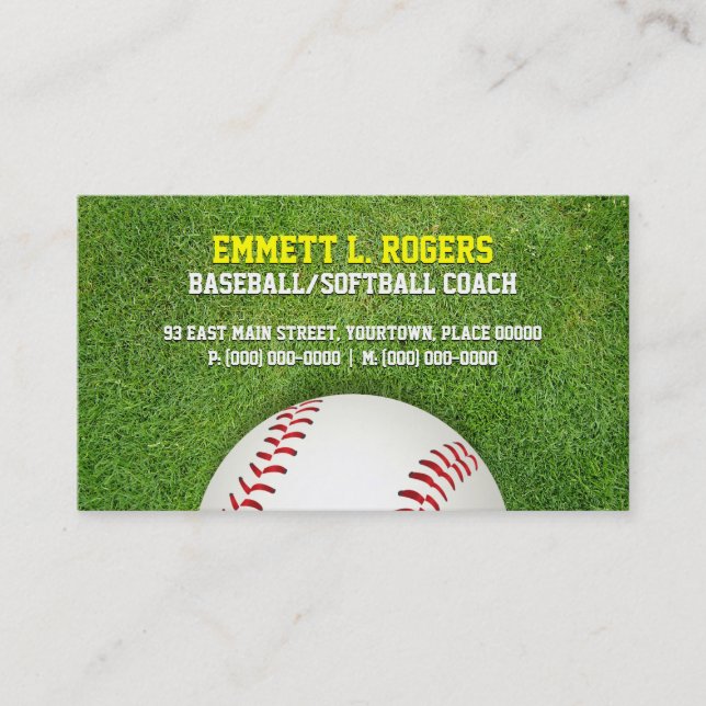 Baseball Softball Coach Business Card (Front)
