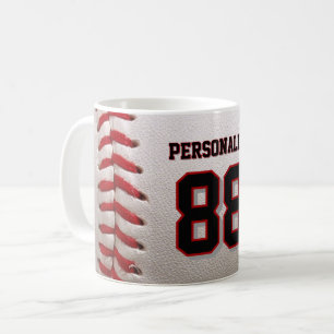 Baseball Softball Custom Name and Number Coffee Mug