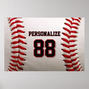 Baseball Softball Custom Name and Number Poster