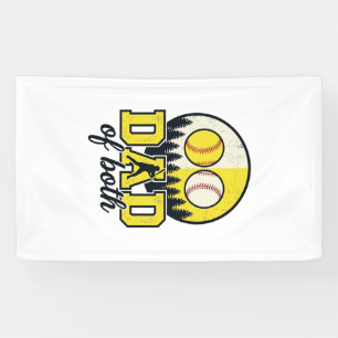 Baseball Softball Dad of Both Vintage Vector Desig Banner