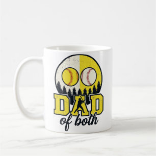Baseball Softball Dad of Both Vintage Vector Desig Coffee Mug