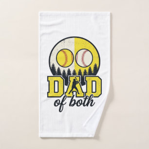 Baseball Softball Dad of Both Vintage Vector Desig Hand Towel
