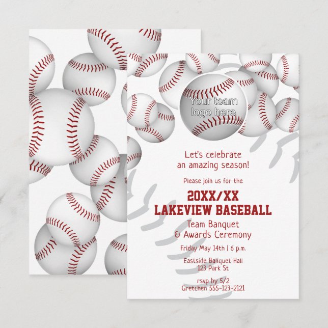 baseball softball end of season awards celebration invitation (Front/Back)