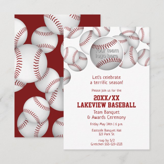 baseball softball end of season celebration invitation (Front/Back)