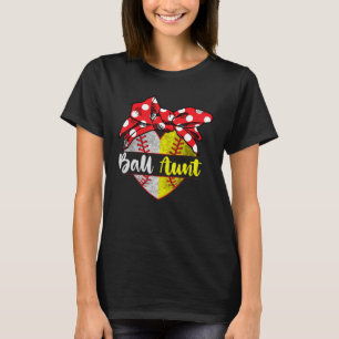 Baseball Softball Heart Ball Aunt Family Player Co T-Shirt