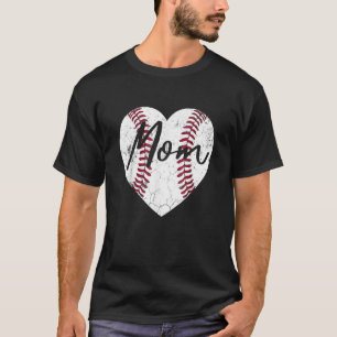 Baseball Softball Heart Mom Mother's Day Mommy Mam T-Shirt