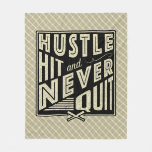 Baseball Softball Hustle Hit Never Quit Throw Fleece Blanket