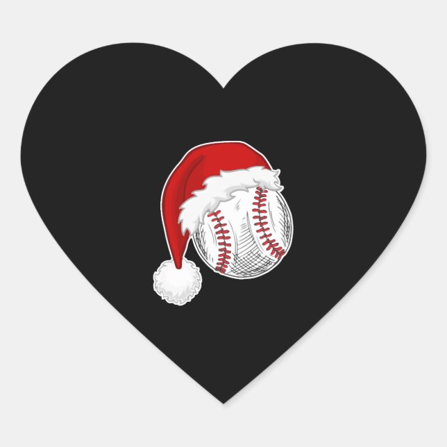 Baseball, Softball lovers - Xmas Santa Claus Hat Heart Sticker (Front)