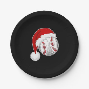 Baseball, Softball lovers - Xmas Santa Claus Hat Paper Plate