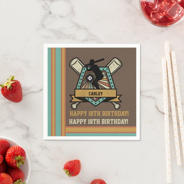 Baseball Softball Name Age Number Birthday Napkin (Insitu)