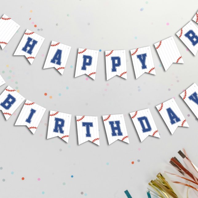 Baseball Softball Pinstripe Happy Birthday Party Bunting Flags (Baseball Softball Pinstripe Happy Birthday Party Bunting Flags
)