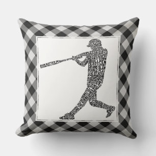 Baseball Softball Player Word Art Throw Pillow