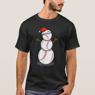 Baseball Softball Snowman Christmas Holiday Season T-Shirt