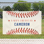 Baseball Softball Sport Happy Birthday Party Banner<br><div class="desc">Red white and blue baseball / softball happy birthday party banner.  Personalize it with your name.  Great for sports fans or athletes.</div>