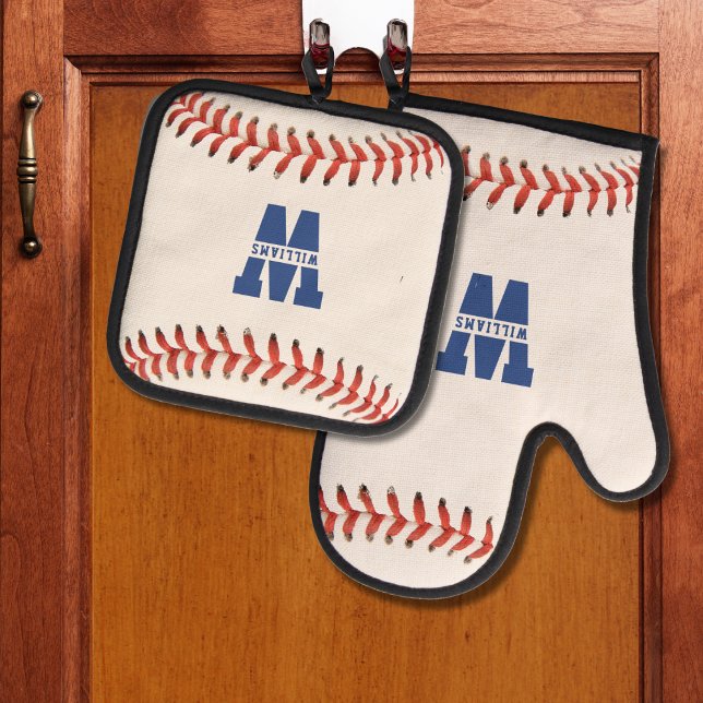 Baseball Softball Sport Monogram Oven Mitt & Pot Holder Set (Baseball Softball Sport Monogram Oven Mitt & Pot Holder Set
)