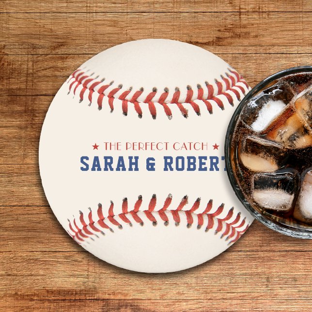 Baseball Softball Sport The Perfect Catch Wedding Round Paper Coaster (Baseball Softball Sport The Perfect Catch Wedding Round Paper Coaster
)
