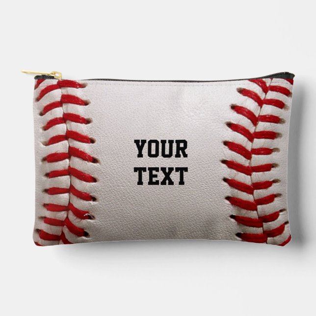 Baseball Softball Stitching Custom Text Accessory Pouch (Front)