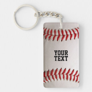 Baseball Softball Stitching Custom Text Keychain