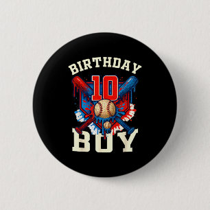 Baseball Splash Drip 10th Birthday Srts Lover Boy 2 Inch Round Button