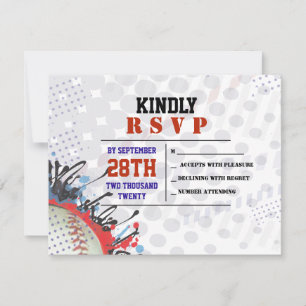 Baseball Splatter Bar Mitzvah Reply Card
