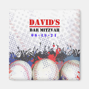 BASEBALL SPLATTER Bar Mitzvah Save the Date Magnet