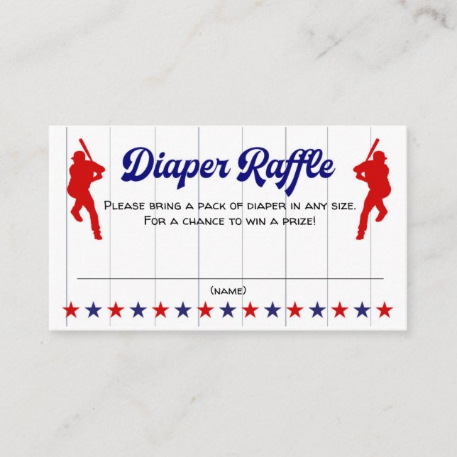 Baseball, Sport Baby Shower, Diaper Raffle card (Front)