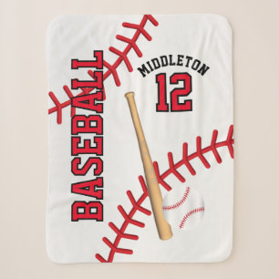 Baseball Sport Ball Design - Red Sherpa Blanket