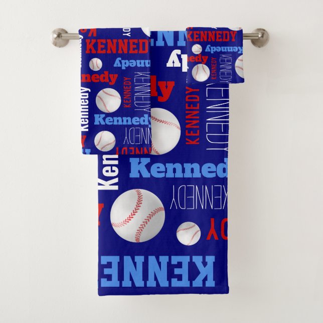 Baseball sport bleu rouge blanc nom personnalisé (En situation)