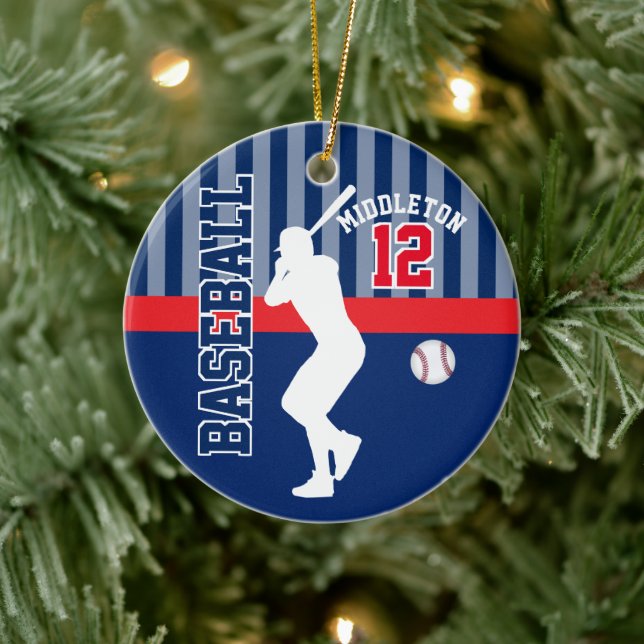 Baseball ⚾ Sport - Dark Blue - Batter Ceramic Ornament (Tree)