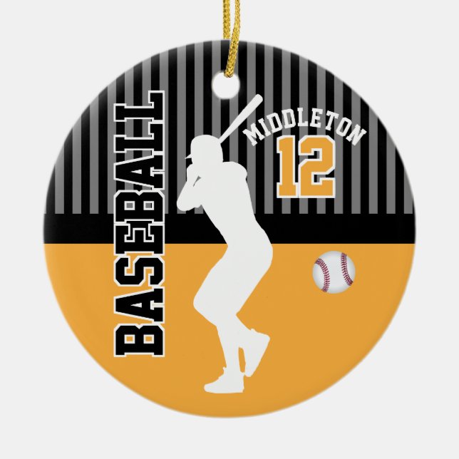 Baseball Sport - Gold Ceramic Ornament (Front)