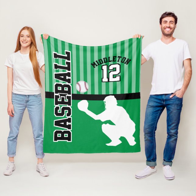Baseball ⚾ Sport in Green - Catcher Fleece Blanket (In Situ)
