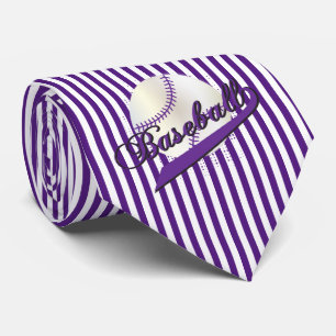 Baseball Sport in Purple Stripes Tie