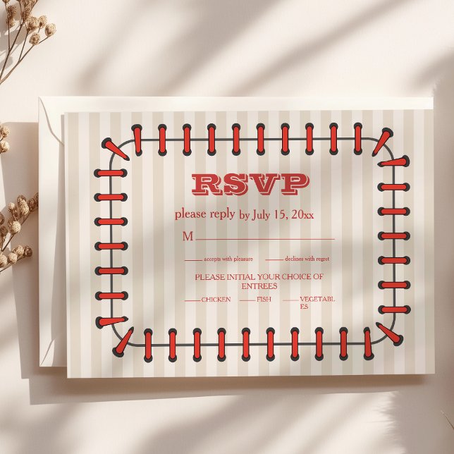 Baseball Sport Perfect Catch Wedding RSVP Card (Creator Uploaded)