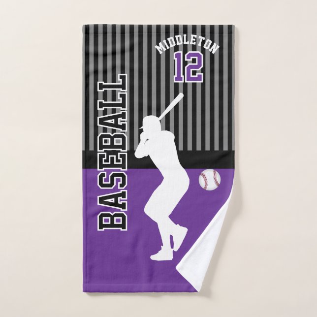 Baseball Sport - Purple and Black Hand Towel (Hand Towel)