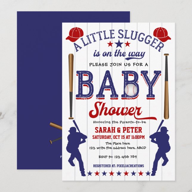 Baseball, Sport theme, Couple Baby Shower Invitation (Front/Back)