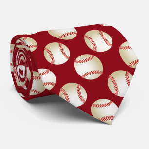 Baseball Sport Theme Pattern Coach Red Tie