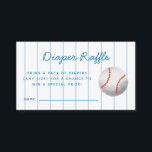 Baseball Sports Baby Shower Diaper Raffle Ticket Enclosure Card<br><div class="desc">Cute sports theme baby shower diaper raffle ticket featuring illustrations of a baseball on a blue striped background. The card asks guests to bring a pack of diaper for a chance to win a special prize. Great for a boy's shower.</div>