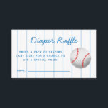 Baseball Sports Baby Shower Diaper Raffle Ticket Enclosure Card<br><div class="desc">Cute sports theme baby shower diaper raffle ticket featuring illustrations of a baseball on a blue striped background. The card asks guests to bring a pack of diaper for a chance to win a special prize. Great for a boy's shower.</div>