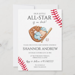 Baseball Sports Baby Shower Little Slugger  Invitation
