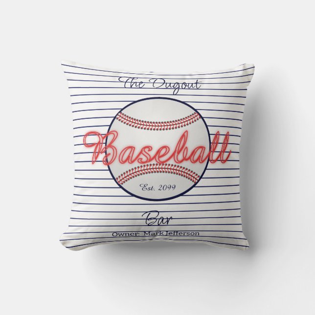 Baseball Sports Bar Throw Pillow (Front)